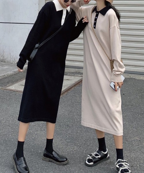 meJane(ミージェーン)の「襟配色ポロニットワンピース【ZOZOTOWN限定】(ワンピース・レディース・ブラック/ベージュ・FREE)」の22枚目の写真