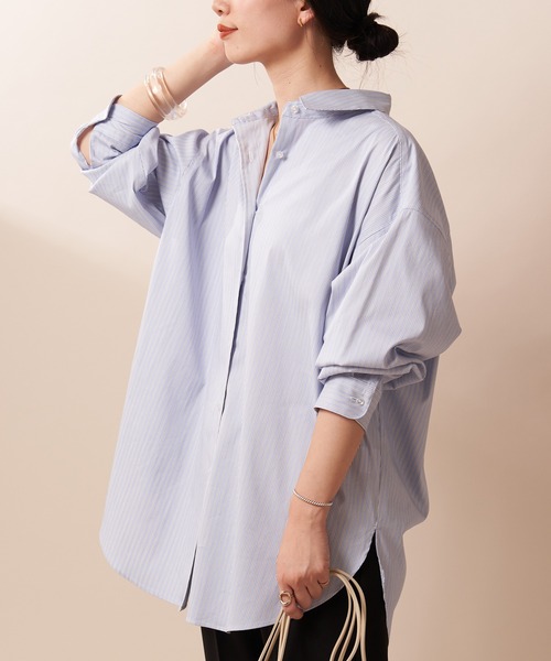 SHENERY(シーナリー)の「ストライプBIGシャツ(シャツ/ブラウス・レディース・ブルー/マルチ・FREE)」の7枚目の写真