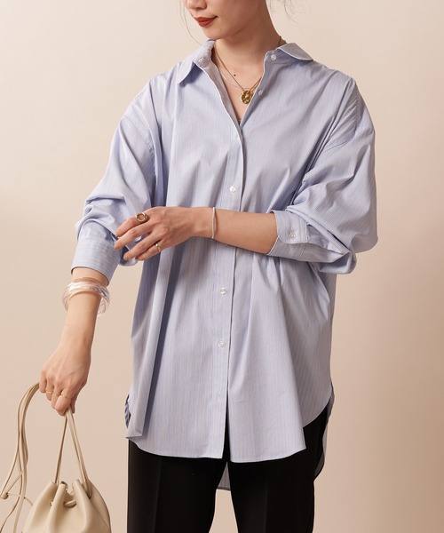 SHENERY(シーナリー)の「ストライプBIGシャツ(シャツ/ブラウス・レディース・ブルー/マルチ・FREE)」の19枚目の写真