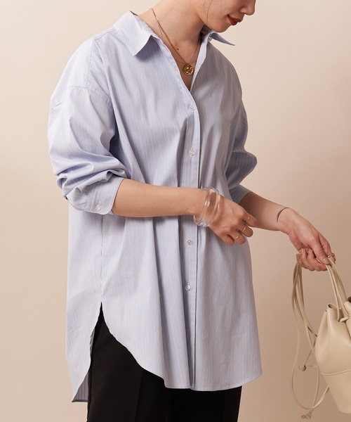 SHENERY(シーナリー)の「ストライプBIGシャツ(シャツ/ブラウス・レディース・ブルー/マルチ・FREE)」の15枚目の写真