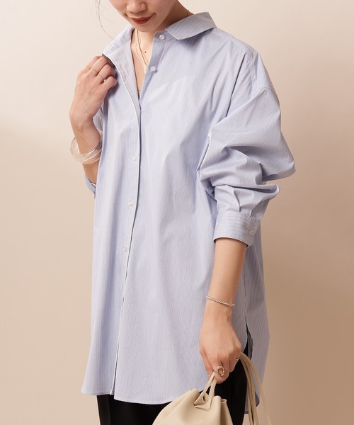 SHENERY(シーナリー)の「ストライプBIGシャツ(シャツ/ブラウス・レディース・ブルー/マルチ・FREE)」の11枚目の写真