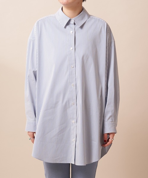 SHENERY(シーナリー)の「ストライプBIGシャツ(シャツ/ブラウス・レディース・ブルー/マルチ・FREE)」の10枚目の写真