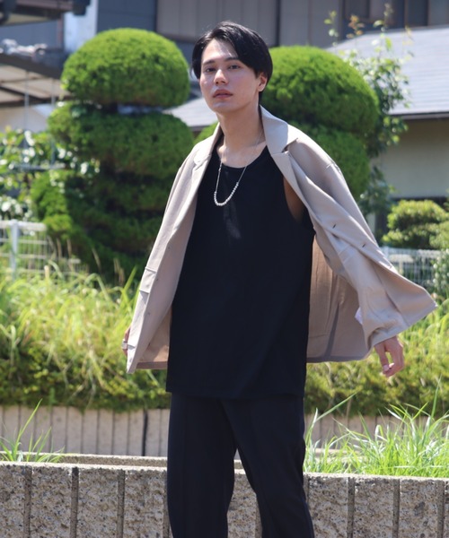 Bling Leads（ブリングリーズ）の「【Bling Leads】薄手　梨地シングルポケットジャケット（テーラードジャケット・レディース・ベージュ/ブラック・FREE）」の6枚目の写真
