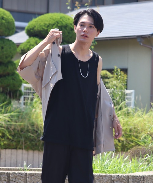 Bling Leads（ブリングリーズ）の「【Bling Leads】薄手　梨地シングルポケットジャケット（テーラードジャケット・レディース・ベージュ/ブラック・FREE）」の7枚目の写真