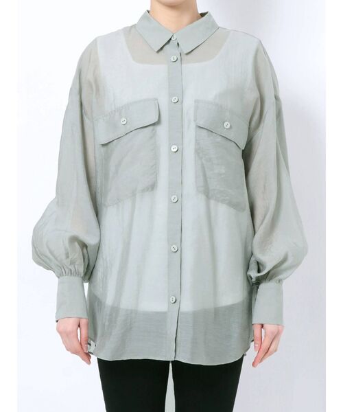 LAGUNAMOON（ラグナムーン）の「オーバーシアーシャツ（シャツ/ブラウス・レディース・ミント/キャメル/ライトグレー・FREE）」の5枚目の写真