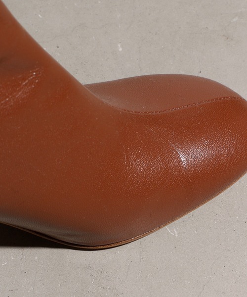 JANESMITH（ジェーンスミス）の「JANESMITH ジェーンスミス / ROUND TOE SHORT BOOTS ラウンドトゥレザーショートブーツ / 21WSHO-#936L（ブーツ・レディース・キャメル/ブラック・35.5/36/36.5/37/37.5/38）」の7枚目の写真