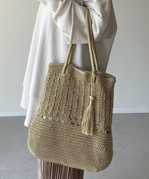 y/m by misato（イムバイミサト）の「コード編みBAG（かごバッグ・レディース・ベージュ/ブラウン・FREE）」の2枚目の写真