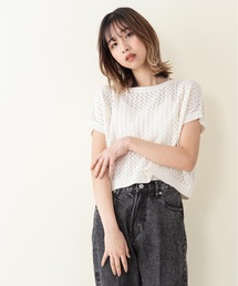 INNOCENT BLUE | 【innocent blue/イノセントブルー】バックボタンカギアミニット ショート丈(ニット/セーター)