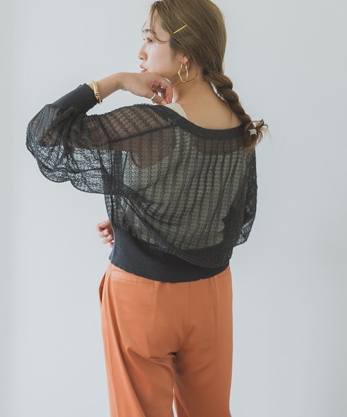 ITEMS URBANRESEARCH（アイテムズ アーバンリサーチ）の「柄編みショートカーディガン（カーディガン/ボレロ・レディース・チャコールグレー/ブルー/ベージュ・FREE）」の2枚目の写真