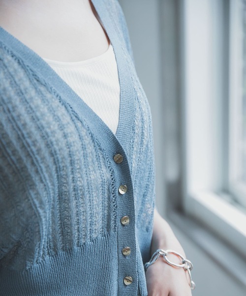 ITEMS URBANRESEARCH（アイテムズ アーバンリサーチ）の「柄編みショートカーディガン（カーディガン/ボレロ・レディース・チャコールグレー/ブルー/ベージュ・FREE）」の10枚目の写真