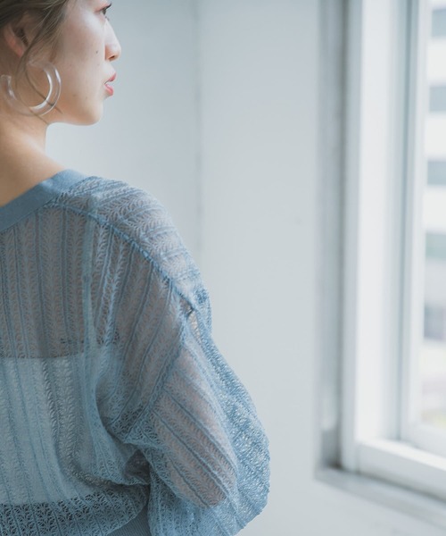 ITEMS URBANRESEARCH（アイテムズ アーバンリサーチ）の「柄編みショートカーディガン（カーディガン/ボレロ・レディース・チャコールグレー/ブルー/ベージュ・FREE）」の17枚目の写真