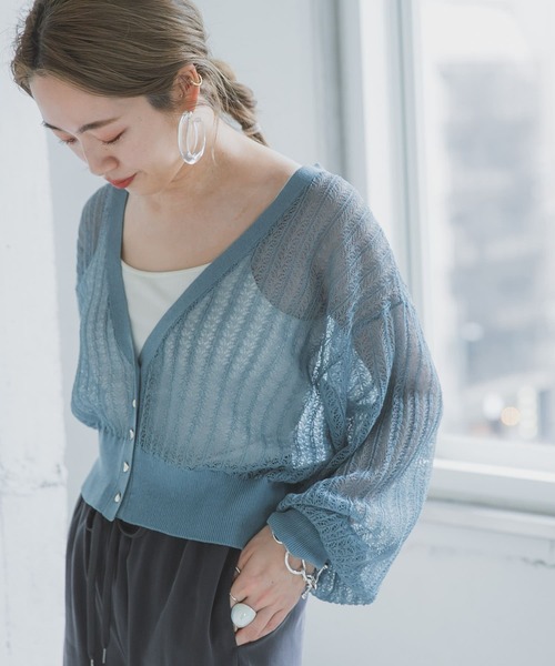 ITEMS URBANRESEARCH（アイテムズ アーバンリサーチ）の「柄編みショートカーディガン（カーディガン/ボレロ・レディース・チャコールグレー/ブルー/ベージュ・FREE）」の19枚目の写真