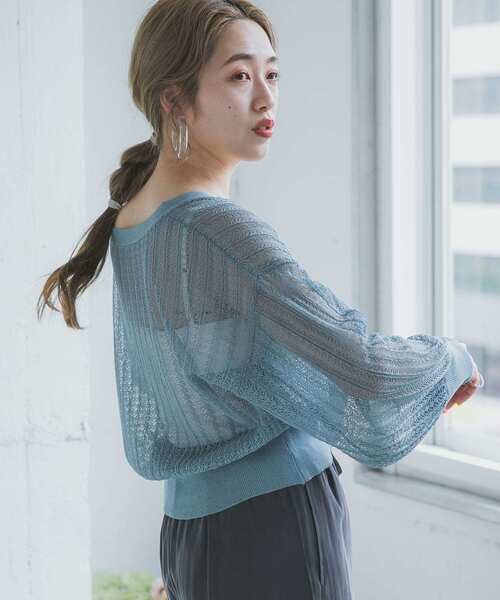 ITEMS URBANRESEARCH（アイテムズ アーバンリサーチ）の「柄編みショートカーディガン（カーディガン/ボレロ・レディース・チャコールグレー/ブルー/ベージュ・FREE）」の15枚目の写真