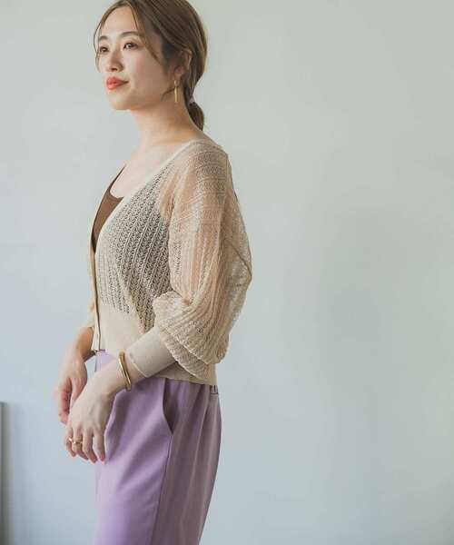 ITEMS URBANRESEARCH（アイテムズ アーバンリサーチ）の「柄編みショートカーディガン（カーディガン/ボレロ・レディース・チャコールグレー/ブルー/ベージュ・FREE）」の11枚目の写真