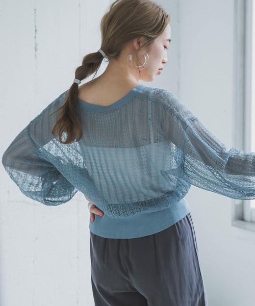 ITEMS URBANRESEARCH（アイテムズ アーバンリサーチ）の「柄編みショートカーディガン（カーディガン/ボレロ・レディース・チャコールグレー/ブルー/ベージュ・FREE）」の7枚目の写真