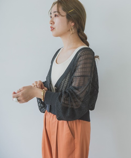 ITEMS URBANRESEARCH（アイテムズ アーバンリサーチ）の「柄編みショートカーディガン（カーディガン/ボレロ・レディース・チャコールグレー/ブルー/ベージュ・FREE）」の21枚目の写真