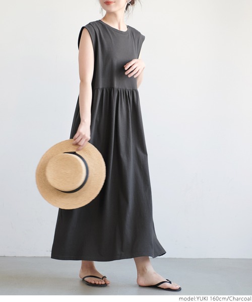 coca(coca)(コカ)の「ノースリーブカットワンピース(ワンピース・レディース・チャコールグレー/ベージュ・ONE SIZE)」の6枚目の写真