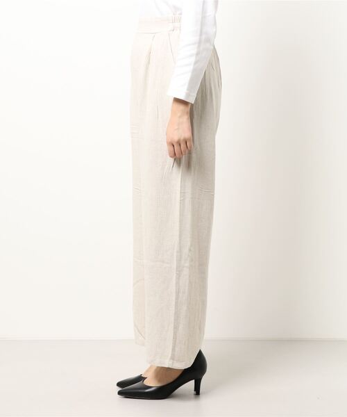 coca(coca)(コカ)の「リネンワイドパンツ(デニムパンツ・レディース・ライトベージュ・ONE SIZE)」の3枚目の写真