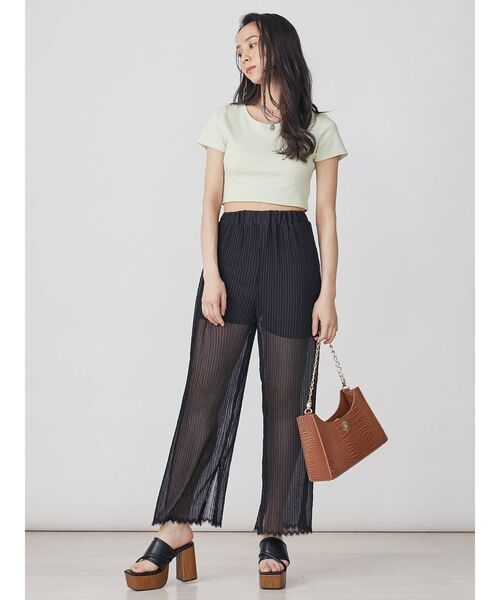 EVRIS（エヴリス）の「プリーツイージーワイドパンツ（その他パンツ・レディース・ブラック/ブラウン/グリーン・FREE）」の4枚目の写真