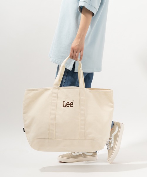 Lee(リー)の「【Lee/リー】 ブランドロゴ 刺繍キャンバス BIGトートバッグ(トートバッグ・レディース・ホワイト×グレー/ホワイト/ホワイト系その他・FREE)」の1枚目の写真