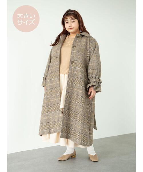 SLURR（スラ―）の「【大きいサイズ】4Wayステンカラーコート(チェック)（ステンカラーコート・レディース・チェック・L）」の11枚目の写真