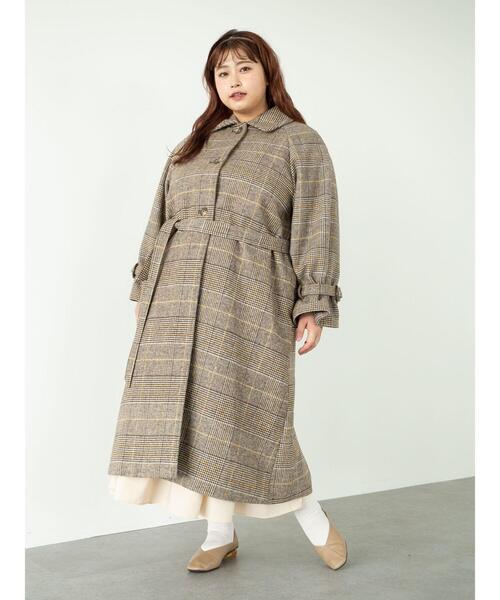 SLURR（スラ―）の「【大きいサイズ】4Wayステンカラーコート(チェック)（ステンカラーコート・レディース・チェック・L）」の12枚目の写真