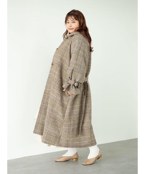 SLURR（スラ―）の「【大きいサイズ】4Wayステンカラーコート(チェック)（ステンカラーコート・レディース・チェック・L）」の13枚目の写真