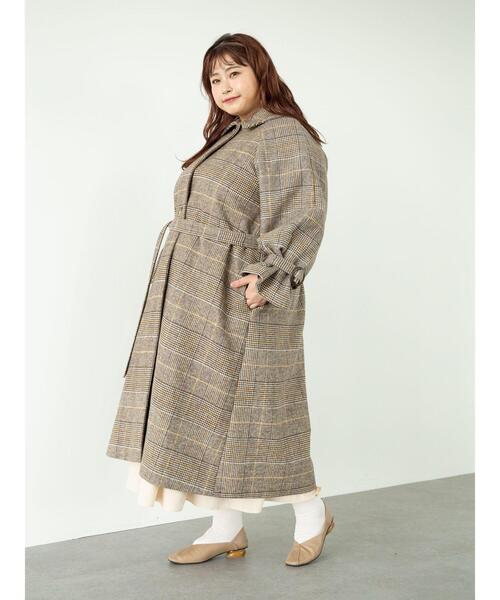 SLURR（スラ―）の「【大きいサイズ】4Wayステンカラーコート(チェック)（ステンカラーコート・レディース・チェック・L）」の16枚目の写真