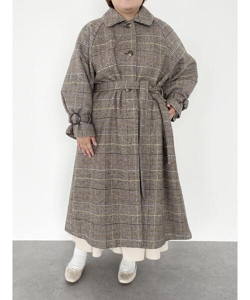 SLURR（スラ―）の「【大きいサイズ】4Wayステンカラーコート(チェック)（ステンカラーコート・レディース・チェック・L）」の19枚目の写真