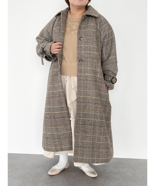 SLURR（スラ―）の「【大きいサイズ】4Wayステンカラーコート(チェック)（ステンカラーコート・レディース・チェック・L）」の3枚目の写真