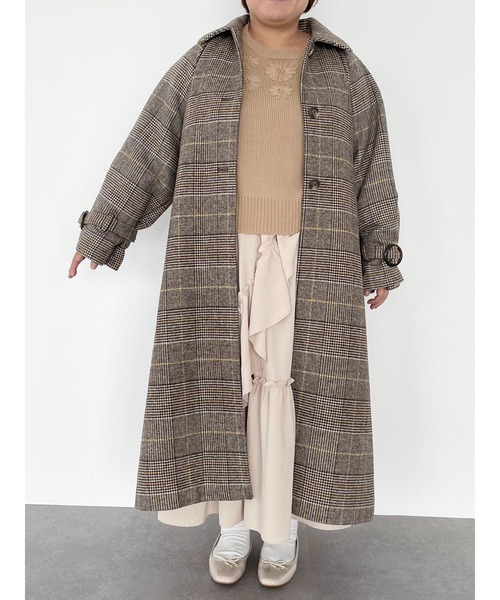 SLURR（スラ―）の「【大きいサイズ】4Wayステンカラーコート(チェック)（ステンカラーコート・レディース・チェック・L）」の4枚目の写真