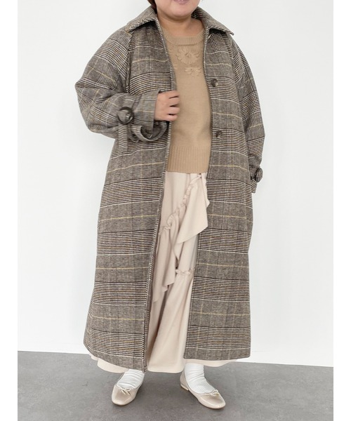 SLURR（スラ―）の「【大きいサイズ】4Wayステンカラーコート(チェック)（ステンカラーコート・レディース・チェック・L）」の5枚目の写真