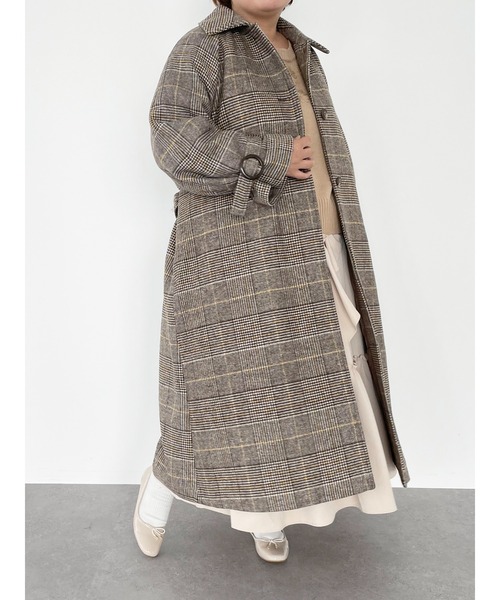 SLURR（スラ―）の「【大きいサイズ】4Wayステンカラーコート(チェック)（ステンカラーコート・レディース・チェック・L）」の7枚目の写真