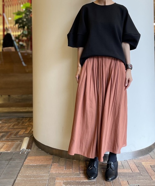 BEARDSLEY（ビアズリー）の「スカートみえしてオールシーズン使えるシフォンギャザーパンツ（その他パンツ・レディース・ブラック/オレンジ・FREE）」の9枚目の写真