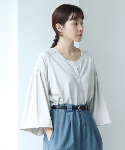 cardo fabrica（カルドファブリカ）の「◇クリアスピン製品染め ワイドスリーブ ショートカーディガン（カーディガン/ボレロ・レディース・グレー/チャコールグレー/パープル・FREE）」の10枚目の写真