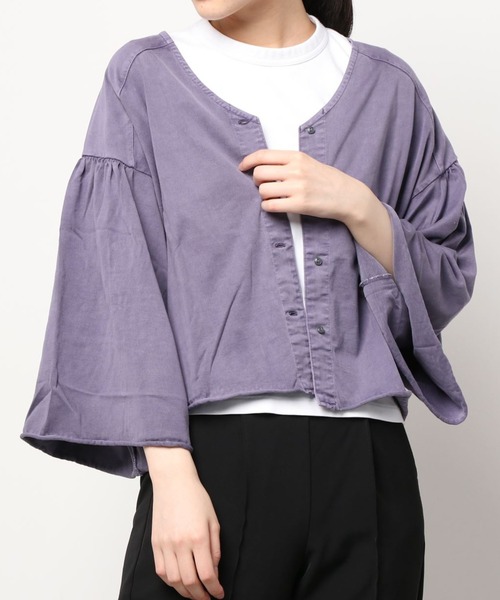 cardo fabrica（カルドファブリカ）の「◇クリアスピン製品染め ワイドスリーブ ショートカーディガン（カーディガン/ボレロ・レディース・グレー/チャコールグレー/パープル・FREE）」の18枚目の写真