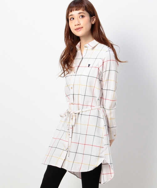 coen（コーエン）の「ビッグタッターソールネルシャツワンピース（シャツワンピース・レディース・オフホワイト/ネイビー・MEDIUM/LARGE）」の2枚目の写真