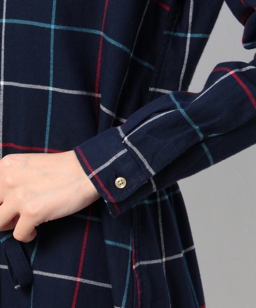 coen（コーエン）の「ビッグタッターソールネルシャツワンピース（シャツワンピース・レディース・オフホワイト/ネイビー・MEDIUM/LARGE）」の8枚目の写真