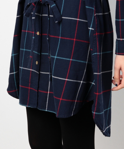 coen（コーエン）の「ビッグタッターソールネルシャツワンピース（シャツワンピース・レディース・オフホワイト/ネイビー・MEDIUM/LARGE）」の9枚目の写真