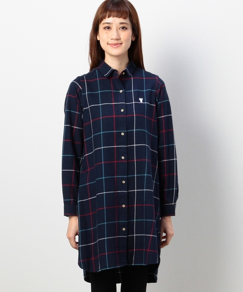 coen（コーエン）の「ビッグタッターソールネルシャツワンピース（シャツワンピース・レディース・オフホワイト/ネイビー・MEDIUM/LARGE）」の12枚目の写真