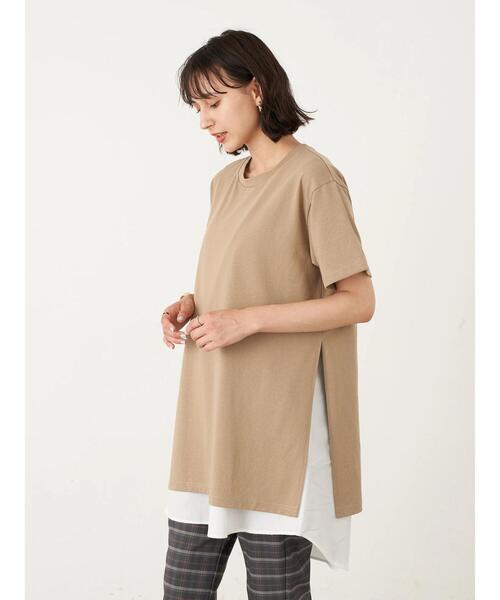 earth music&ecology（アースミュージックアンドエコロジー）の「SET2点スリットカットチュニック+スリーブレスチュニック ＊（チュニック・レディース・ミント/ブラック/ベージュ/オフホワイト・FREE）」の5枚目の写真