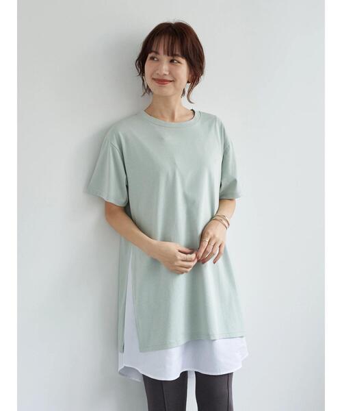 earth music&ecology（アースミュージックアンドエコロジー）の「SET2点スリットカットチュニック+スリーブレスチュニック ＊（チュニック・レディース・ミント/ブラック/ベージュ/オフホワイト・FREE）」の13枚目の写真