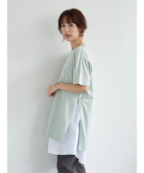 earth music&ecology（アースミュージックアンドエコロジー）の「SET2点スリットカットチュニック+スリーブレスチュニック ＊（チュニック・レディース・ミント/ブラック/ベージュ/オフホワイト・FREE）」の9枚目の写真