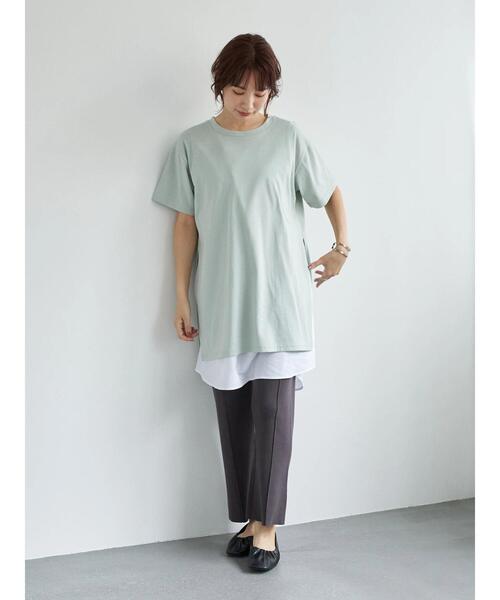 earth music&ecology（アースミュージックアンドエコロジー）の「SET2点スリットカットチュニック+スリーブレスチュニック ＊（チュニック・レディース・ミント/ブラック/ベージュ/オフホワイト・FREE）」の19枚目の写真