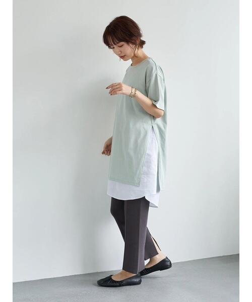 earth music&ecology（アースミュージックアンドエコロジー）の「SET2点スリットカットチュニック+スリーブレスチュニック ＊（チュニック・レディース・ミント/ブラック/ベージュ/オフホワイト・FREE）」の20枚目の写真
