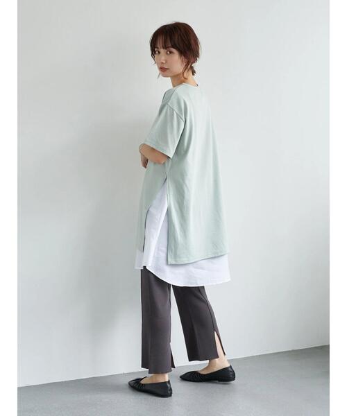 earth music&ecology（アースミュージックアンドエコロジー）の「SET2点スリットカットチュニック+スリーブレスチュニック ＊（チュニック・レディース・ミント/ブラック/ベージュ/オフホワイト・FREE）」の21枚目の写真