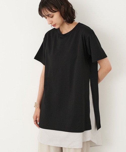 earth music&ecology（アースミュージックアンドエコロジー）の「SET2点スリットカットチュニック+スリーブレスチュニック ＊（チュニック・レディース・ミント/ブラック/ベージュ/オフホワイト・FREE）」の3枚目の写真