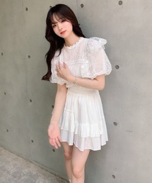 titty＆Co. PETIT by poyo | 【ファッションインフルエンサーPOYO×titty&Co.PETIT】フラワーレースレイヤードブラウス(シャツ/ブラウス)