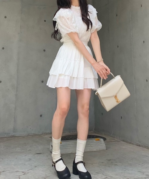 titty＆Co. PETIT by poyo（ティティーアンドコープティバイポヨ）の「【titty&Co.PETIT by POYO】フラワーレースレイヤードブラウス（シャツ/ブラウス・レディース・オフホワイト/ブラック・FREE）」の13枚目の写真