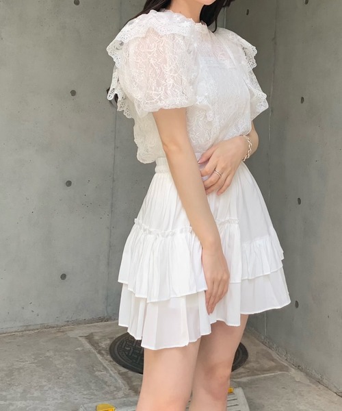 titty＆Co. PETIT by poyo（ティティーアンドコープティバイポヨ）の「【titty&Co.PETIT by POYO】フラワーレースレイヤードブラウス（シャツ/ブラウス・レディース・オフホワイト/ブラック・FREE）」の12枚目の写真